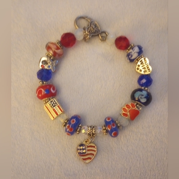 4th of July Red White Blue Military Wife Charm Bracelet - Picture 6 of 8